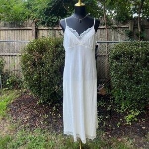 Vintage NWT white lace maxi slip dress